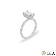GIA Certified Platinum Emerald Cut Diamond Engagement Ring 1.80 Carat H/VS1