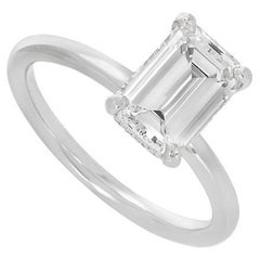 GIA Certified Platinum Emerald Cut Diamond Engagement Ring 1.80 Carat H/VS1