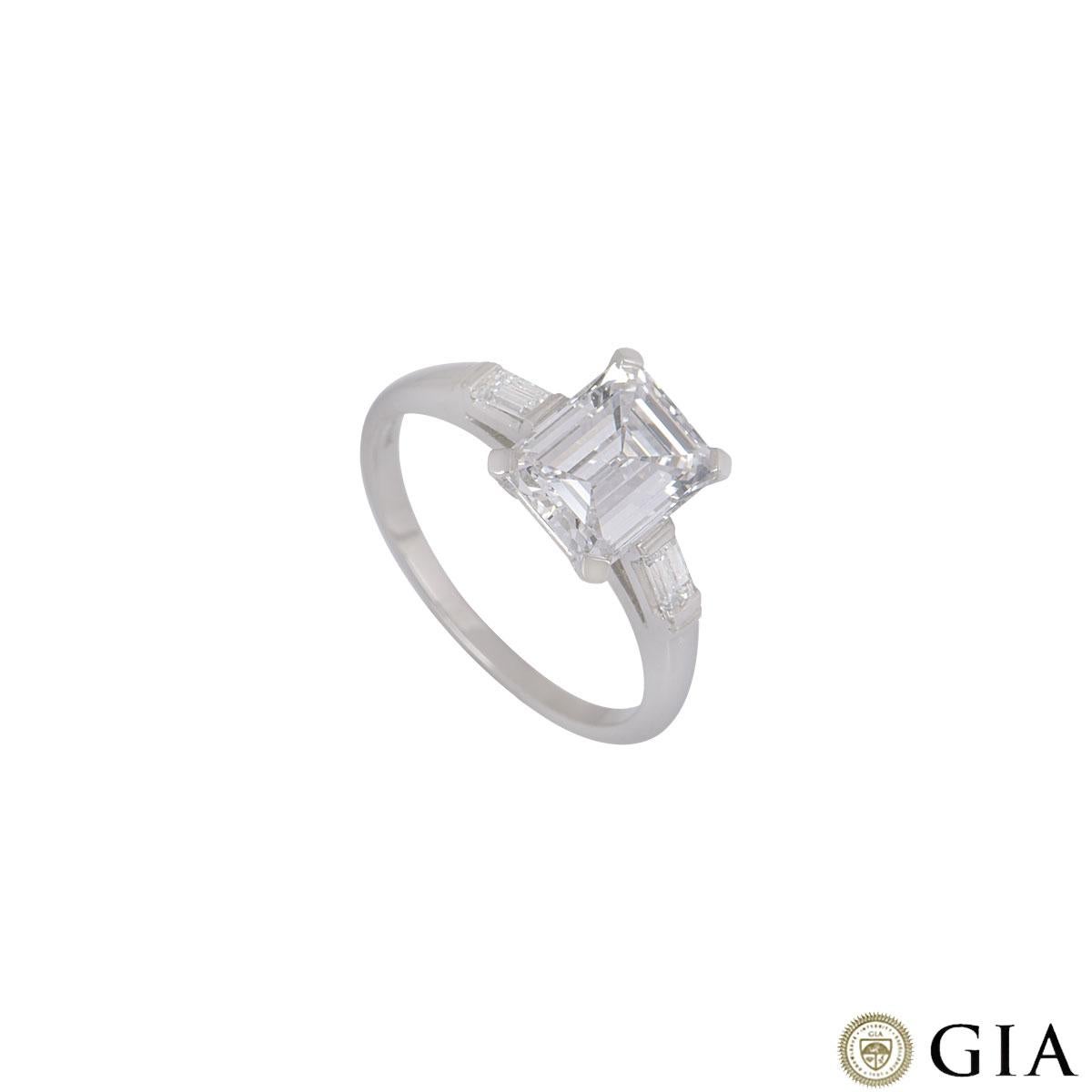 GIA Certified Platinum Emerald Cut Diamond Engagement Ring 1.92 Carat F/VVS2 2