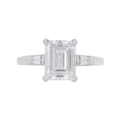 GIA Certified Platinum Emerald Cut Diamond Engagement Ring 1.92 Carat F/VVS2