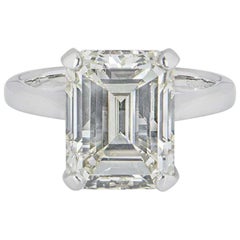 GIA Certified Platinum Emerald Cut Diamond Engagement Ring 8.02 Carat