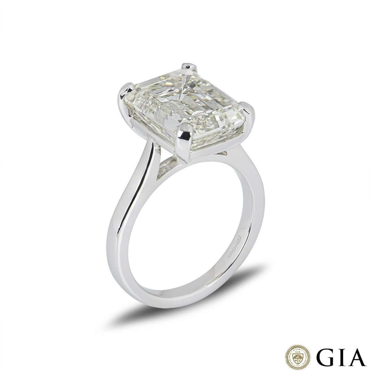 Women's GIA Certified Platinum Emerald Cut Diamond Engagement Ring 8.02 Carat