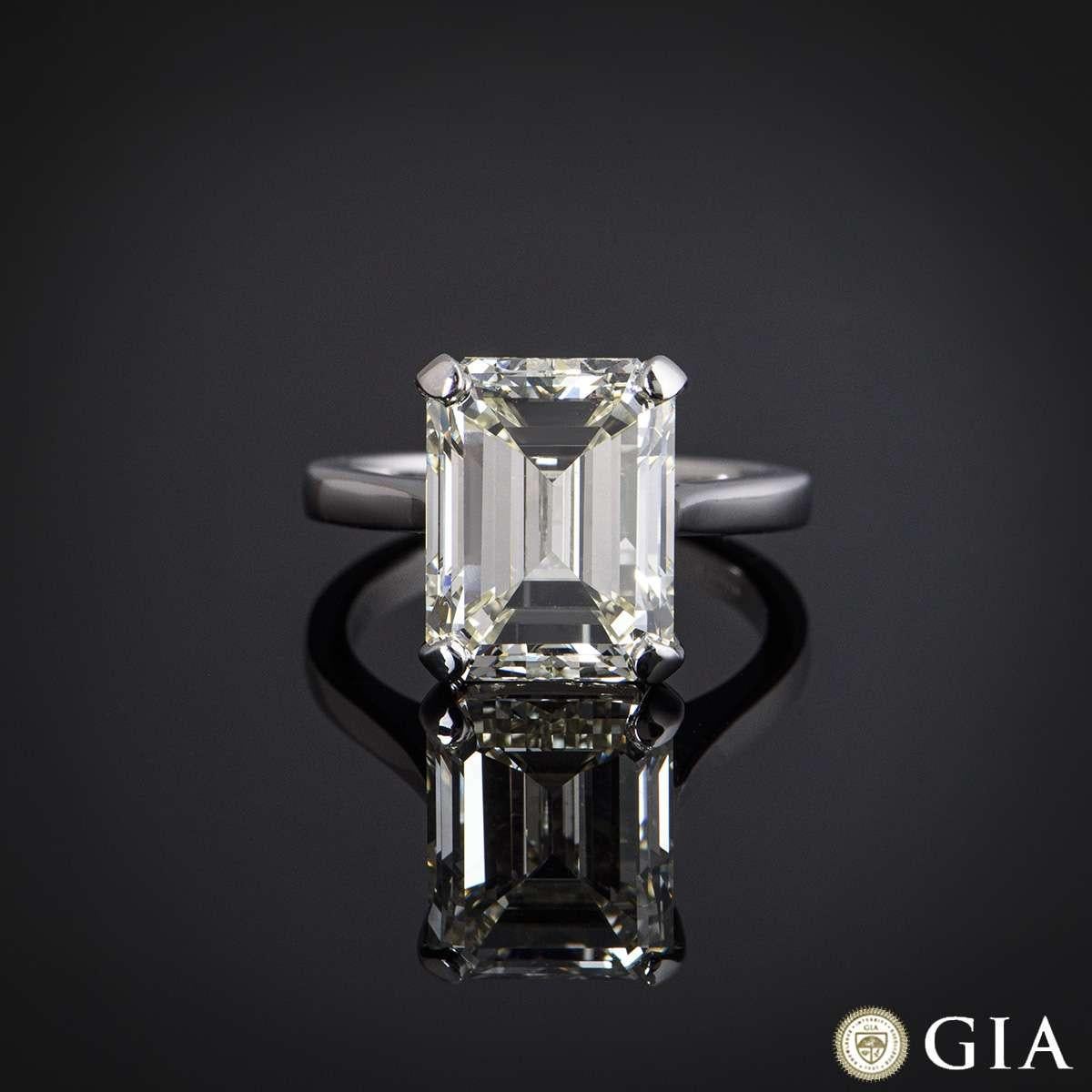 GIA Certified Platinum Emerald Cut Diamond Engagement Ring 8.02 Carat 2