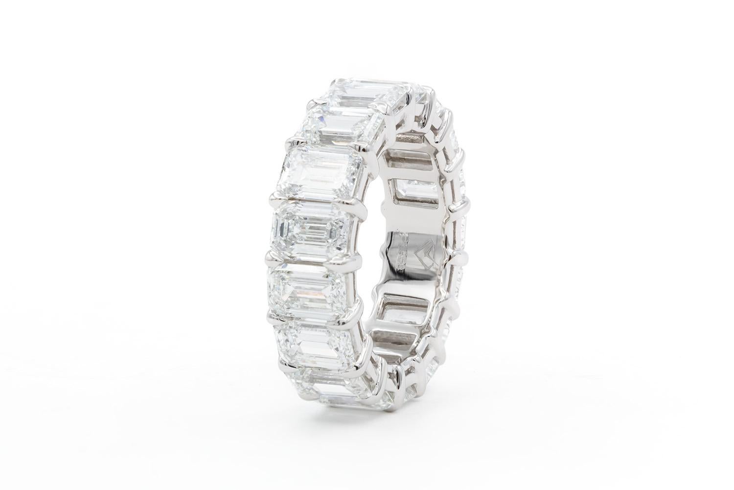 GIA Certified Platinum & Emerald Cut Diamond Eternity Band 10.54ctw D-F/VVS-VS In New Condition For Sale In Tustin, CA