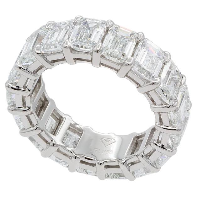 Bracelet d'éternité en platine et diamants taille émeraude certifiés GIA, 10,54 carats D-F/VVS-VS