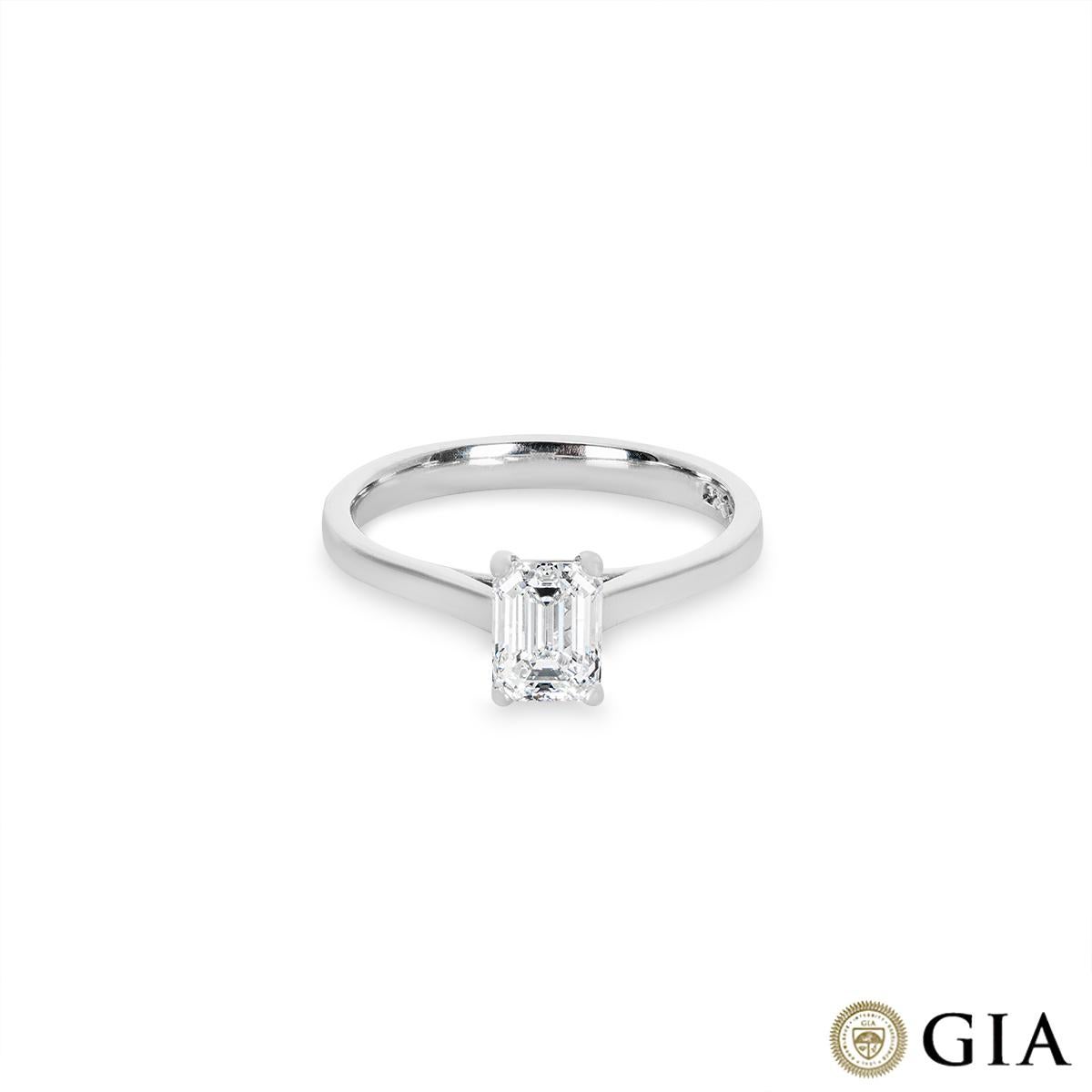 GIA Certified Platinum Emerald Cut Diamond Ring 0.74ct D/IF In Excellent Condition For Sale In London, GB