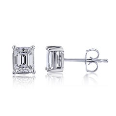 GIA Certified Platinum Emerald Cut Diamond Studs 0.75 Carat Total
