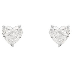 GIA Certified Platinum Heart Shaped Diamond Earrings 3.42ct TDW