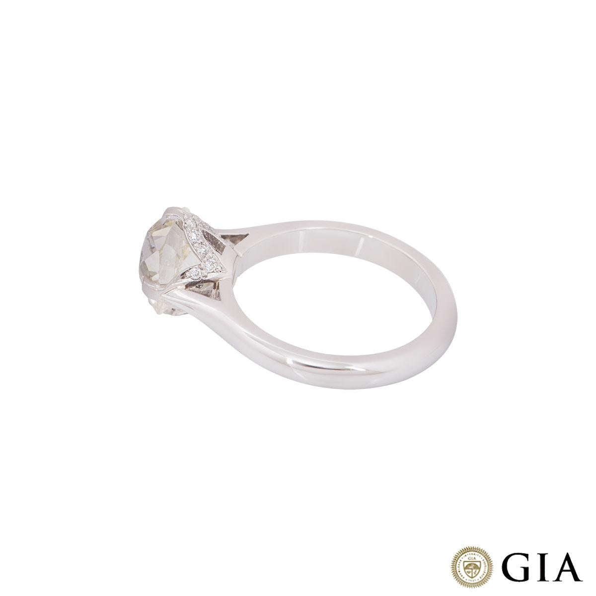 GIA Certified Platinum Old Mine Brilliant Cut Diamond Engagement Ring 2.71 Carat Damen