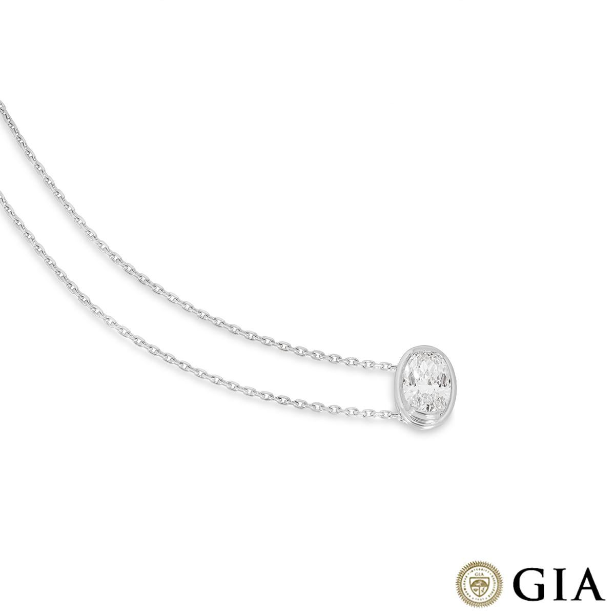 GIA Certified Platinum Oval Cut Diamond Pendant 3.00ct D/VS1 In Excellent Condition For Sale In London, GB
