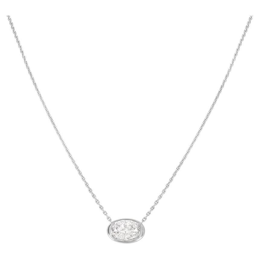 GIA Certified Platinum Oval Cut Diamond Pendant 3.00ct D/VS1 For Sale