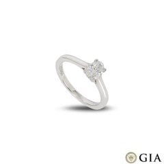 GIA Certified Platinum Oval Cut Diamond Ring 0.59ct E/VS1