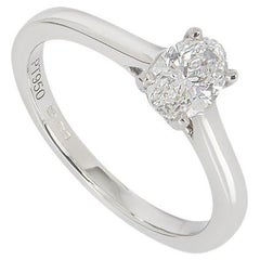 GIA Certified Platinum Oval Cut Diamond Ring 0.59ct E/VS1