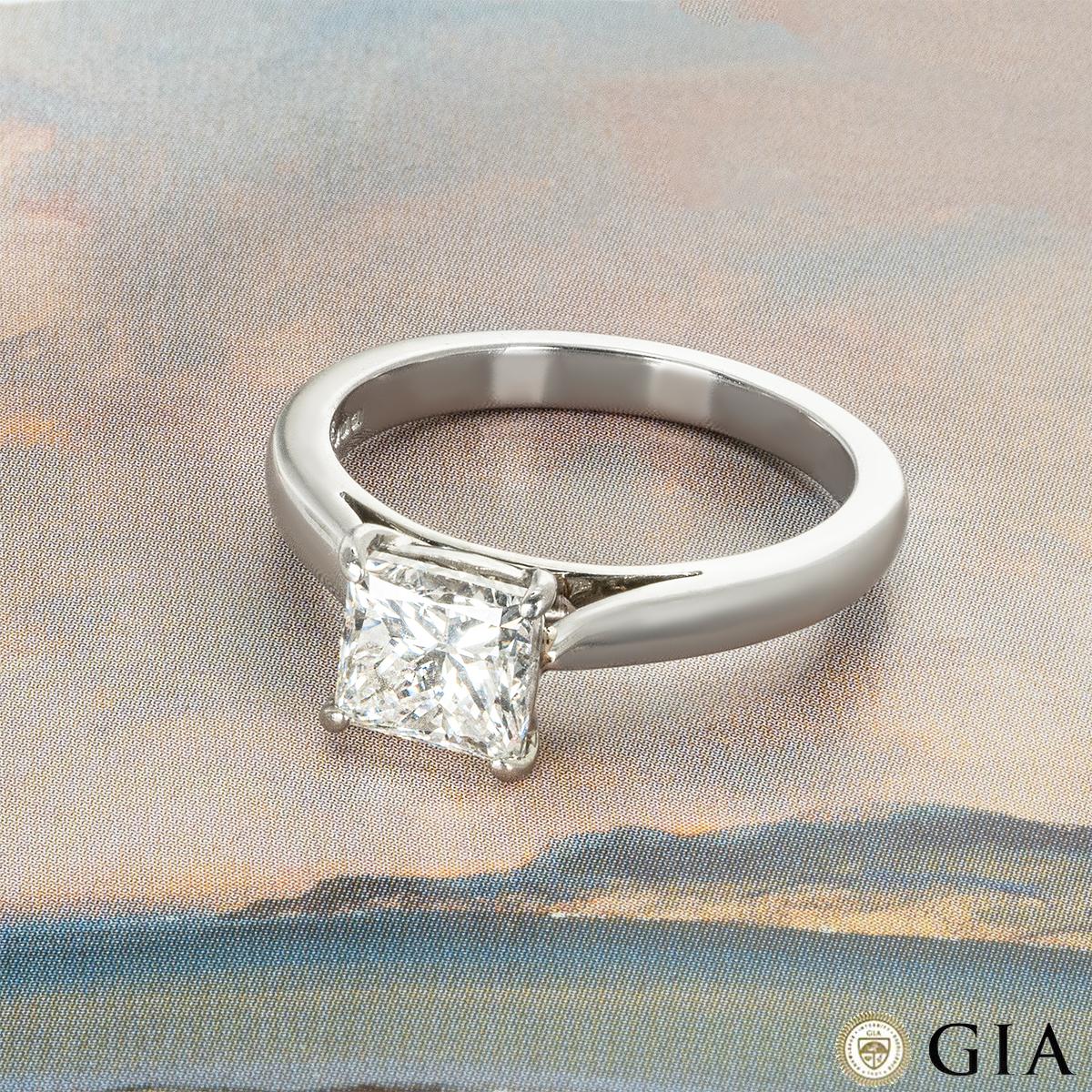 GIA Certified Platinum Princess Cut Diamond Engagement Ring 1.51 Carat F/VS2 For Sale 1