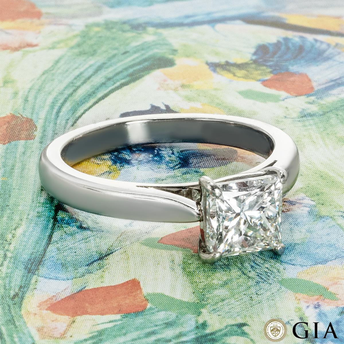 GIA Certified Platinum Princess Cut Diamond Engagement Ring 1.51 Carat F/VS2 For Sale 2