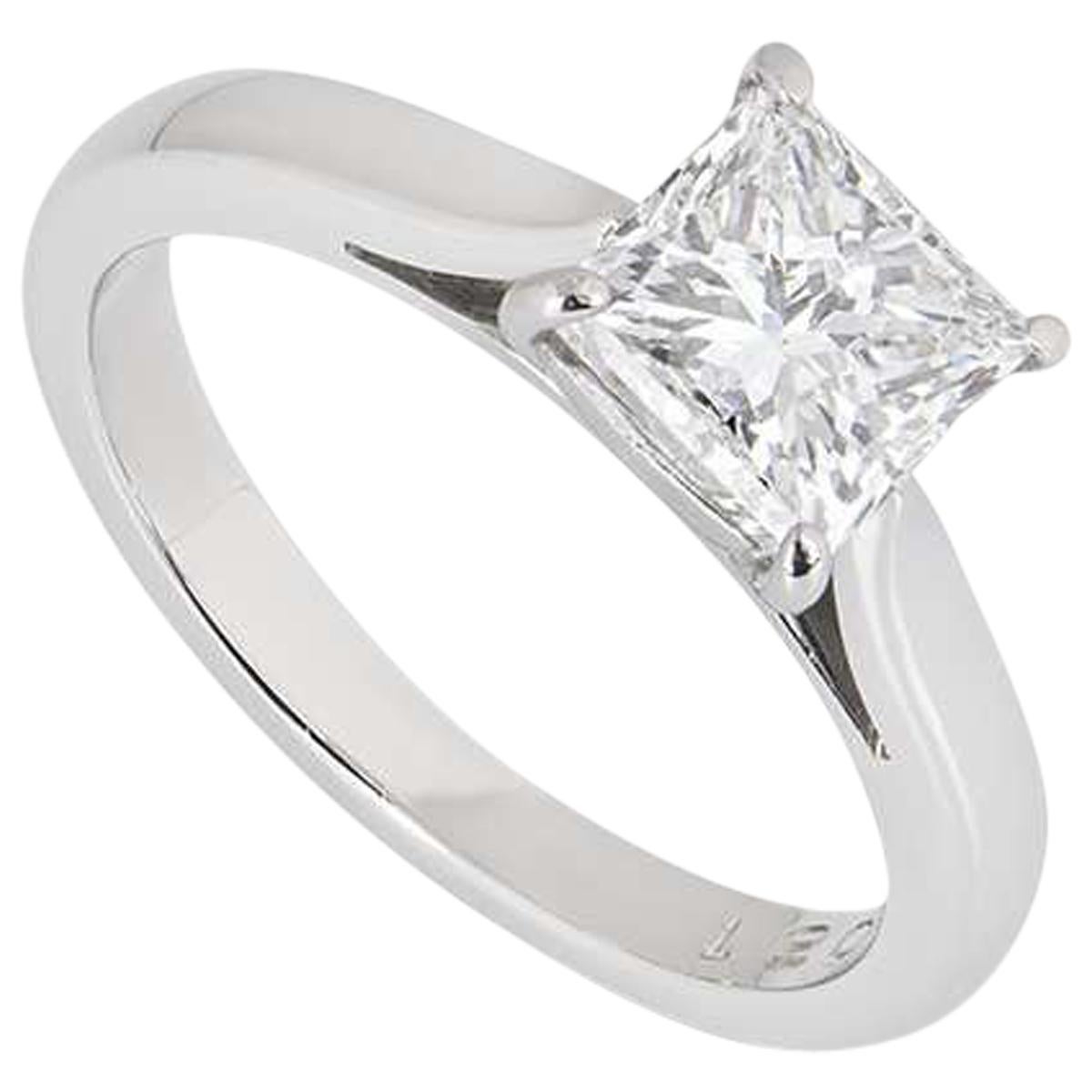 GIA Certified Platinum Princess Cut Diamond Engagement Ring 1.51 Carat F/VS2 For Sale