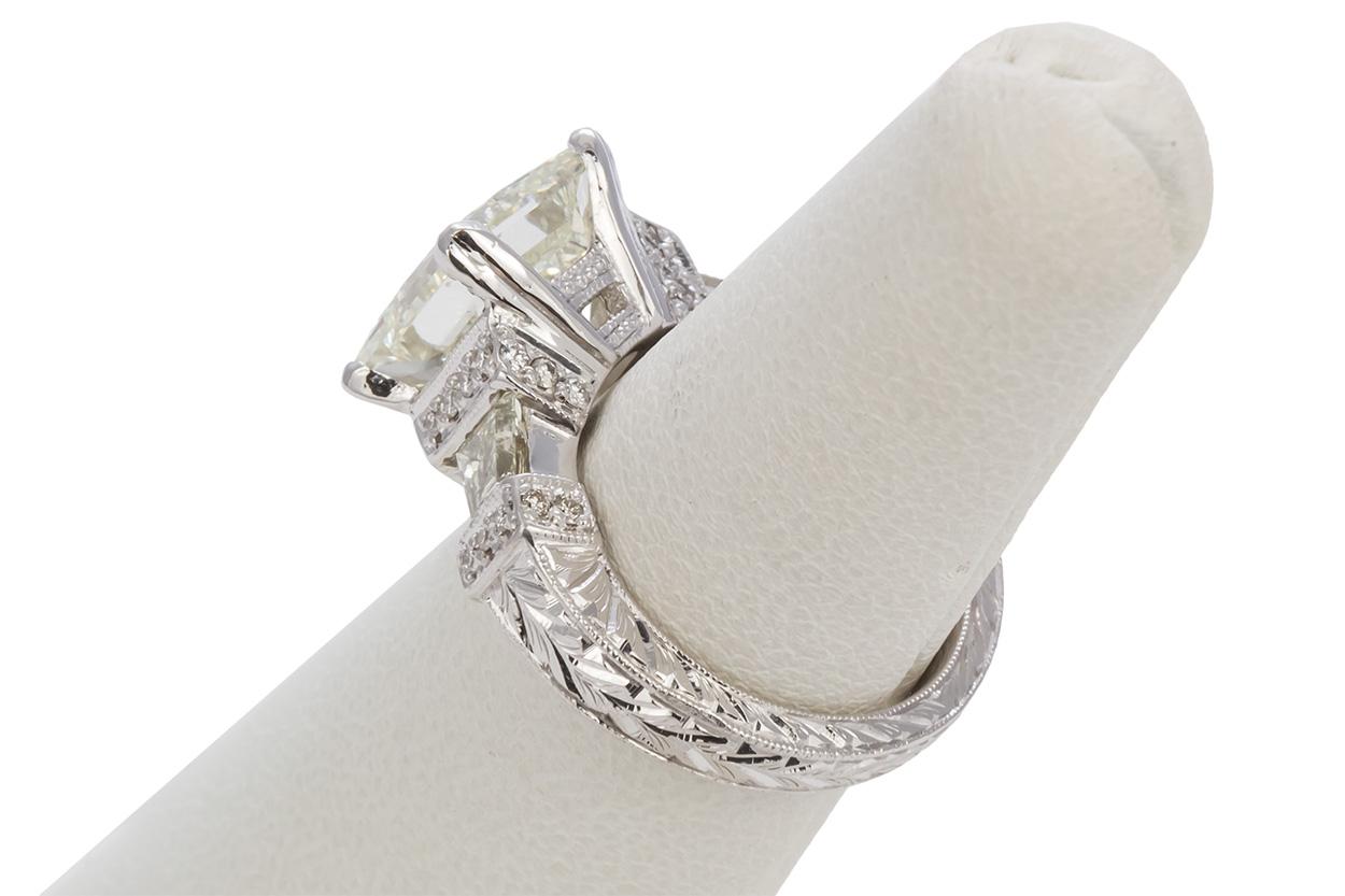 GIA Certified Platinum and Princess Cut Diamond Engagement Ring 6.25 Carat 5