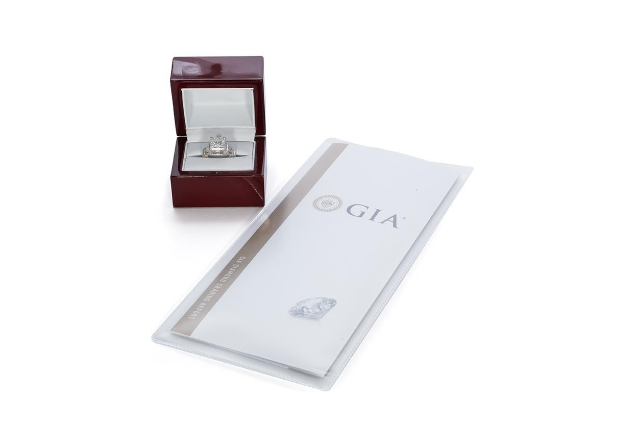 GIA Certified Platinum and Princess Cut Diamond Engagement Ring 6.25 Carat 6