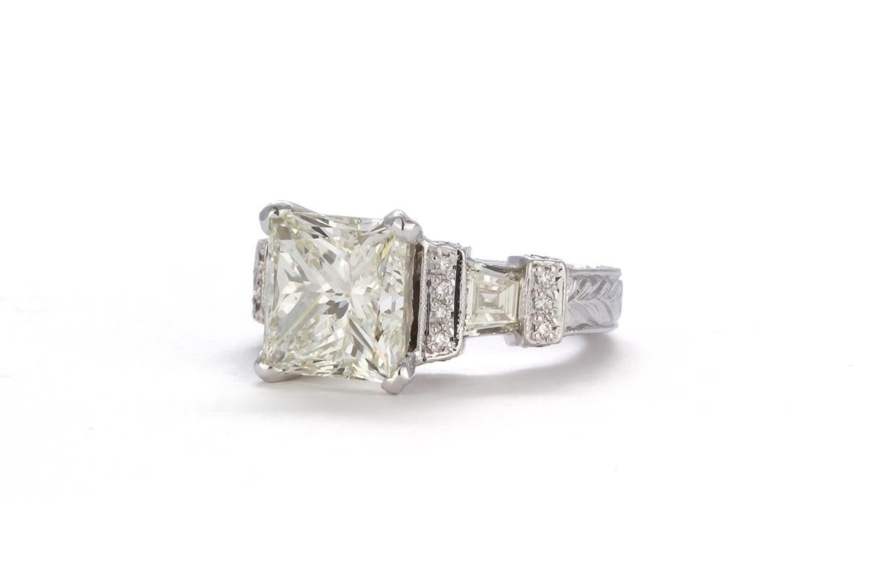 Contemporary GIA Certified Platinum and Princess Cut Diamond Engagement Ring 6.25 Carat