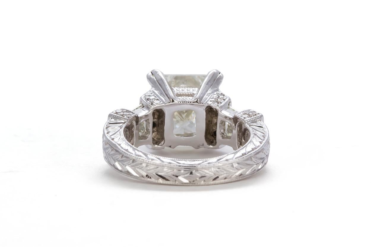Women's GIA Certified Platinum and Princess Cut Diamond Engagement Ring 6.25 Carat
