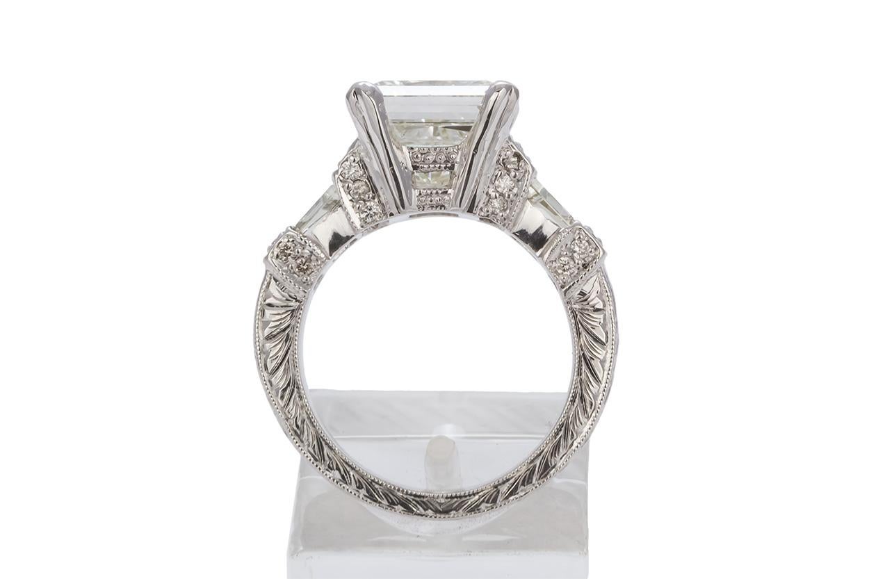 GIA Certified Platinum and Princess Cut Diamond Engagement Ring 6.25 Carat 1