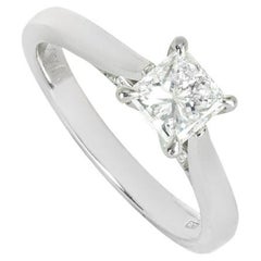 GIA Certified Platinum Princess Cut Diamond Ring 0.70ct F/SI1