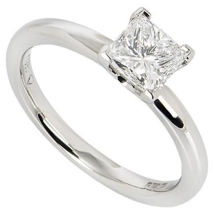 Bague en platine avec diamant taille princesse certifié GIA de 1,01 carat G/VS1