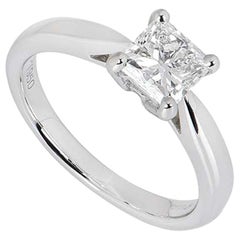 GIA Certified Platinum Princess Cut Diamond Ring 1.03 Carat