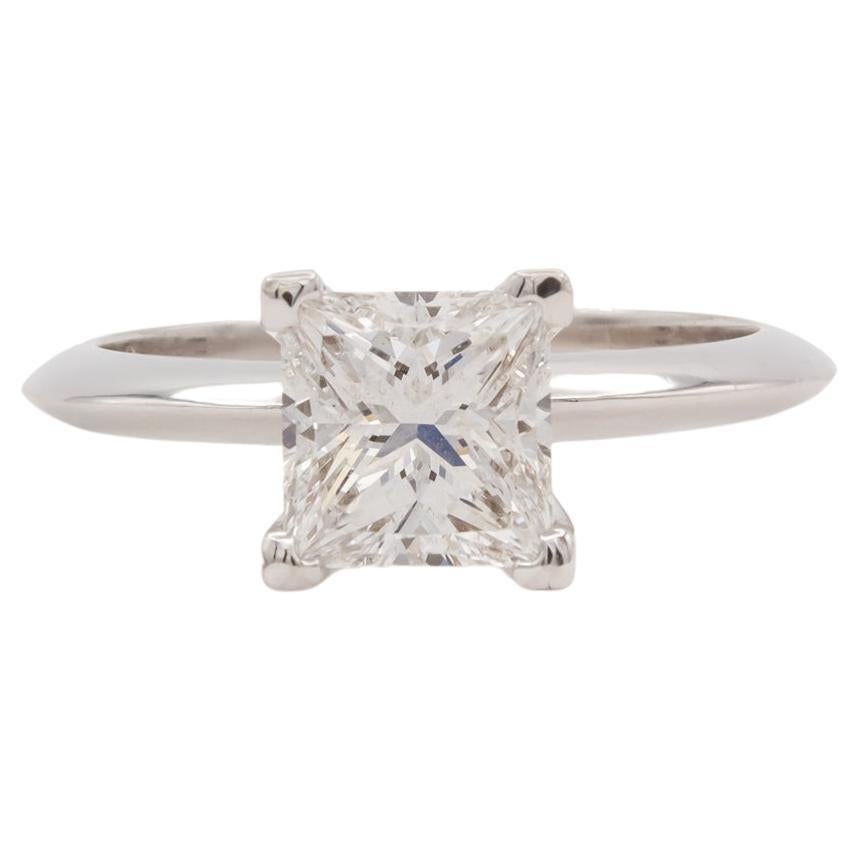 GIA Certified Platinum Princess Diamond Solitaire Engagement Ring 1.65ct D/VS2