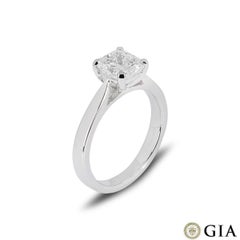 GIA Certified Platinum Radiant Cut Diamond Engagement Ring 1.51 Carat G/VS2