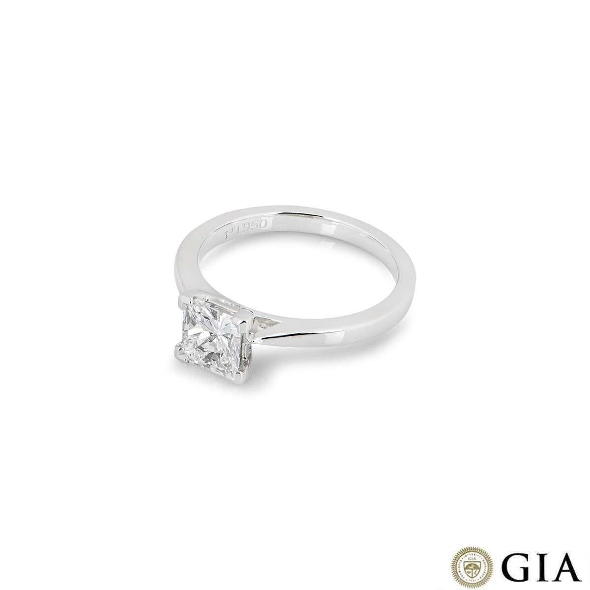 Women's GIA Certified Platinum Radiant Cut Diamond Ring 1.03ct F/VS1 For Sale
