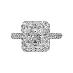 GIA Certified Platinum Ring with 3.01 Carat Radiant Cut Diamond
