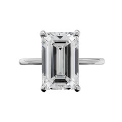 GIA Certified Platinum Ring with 4.00 Carat Emerald Cut Diamond