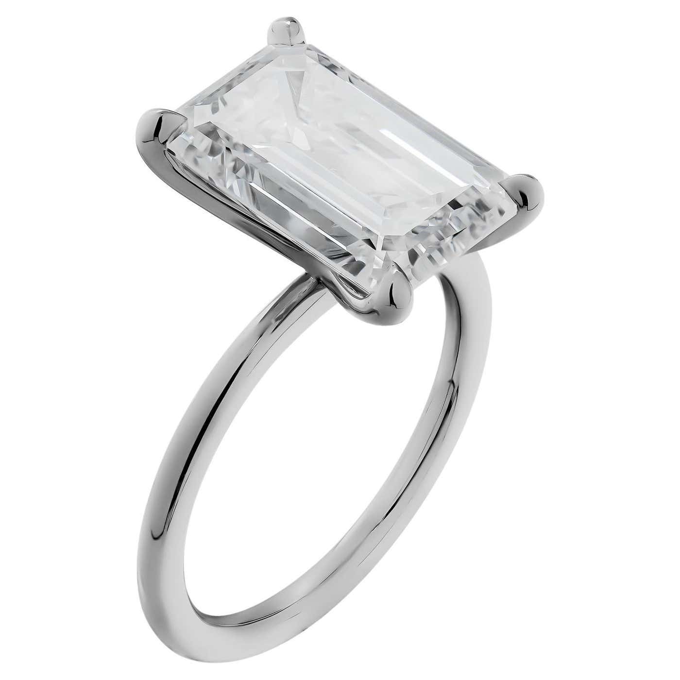 GIA Certified Platinum Ring with 4.00 Carat Emerald Cut Diamond For ...