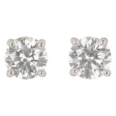 GIA Certified Platinum Round Brilliant Cut Diamond Earrings 3.01 Carat