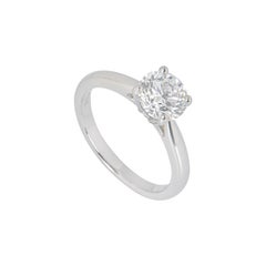 GIA Certified Platinum Round Brilliant Cut Diamond Engagement Ring 1.51 Carat