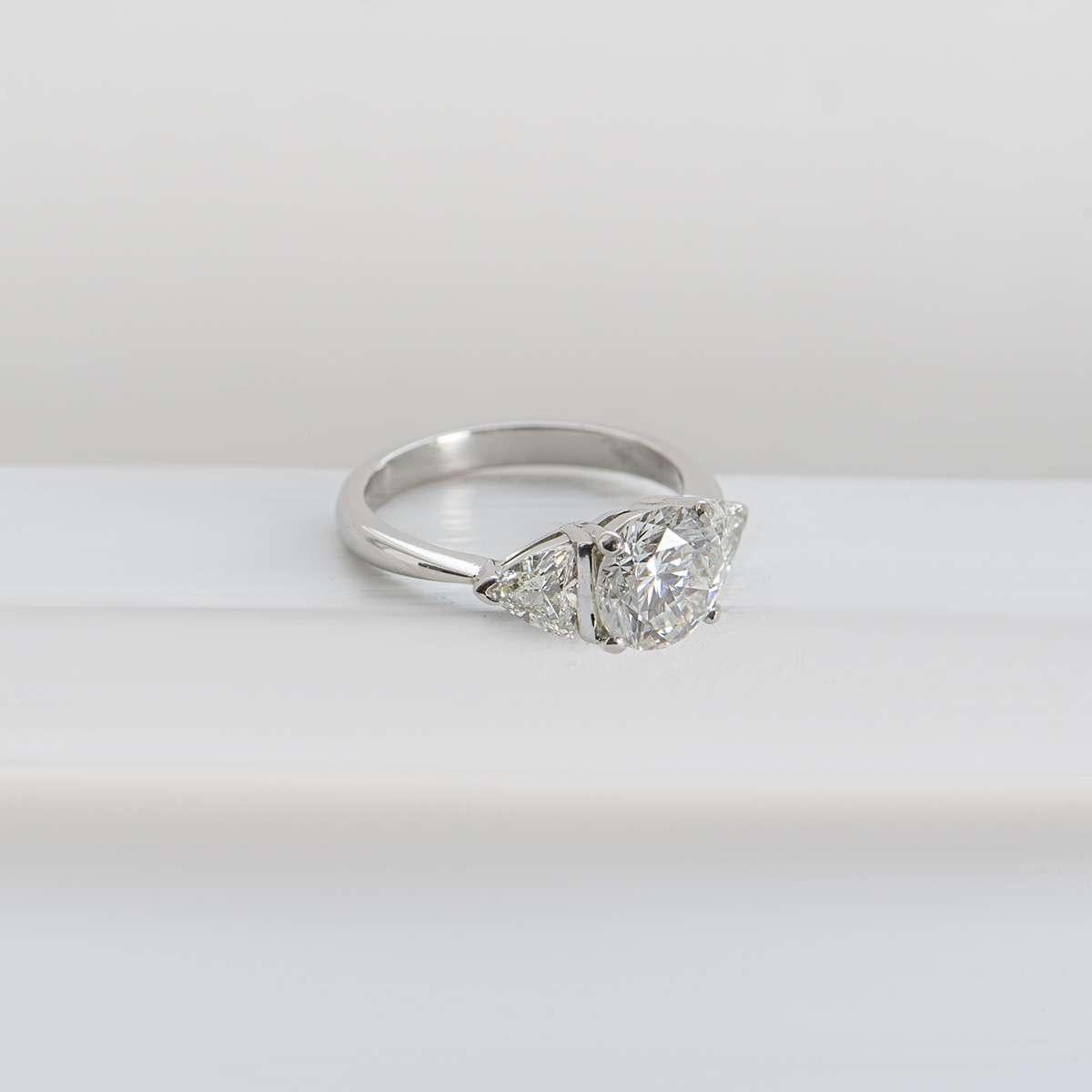 GIA Certified Platinum Round Brilliant Cut Diamond Engagement Ring 2.08 Carat 1