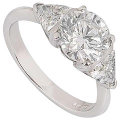 GIA Certified Platinum Round Brilliant Cut Diamond Engagement Ring 2.08 Carat