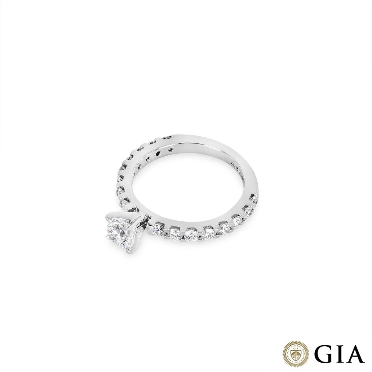 GIA Certified Platinum Round Brilliant Cut Diamond Ring 0.50ct D/VS1 In Excellent Condition In London, GB