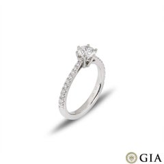 GIA Certified Platinum Round Brilliant Cut Diamond Ring 0.64ct F/VS1 XXX