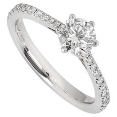 GIA Certified Platinum Round Brilliant Cut Diamond Ring 0.64ct F/VS1 XXX