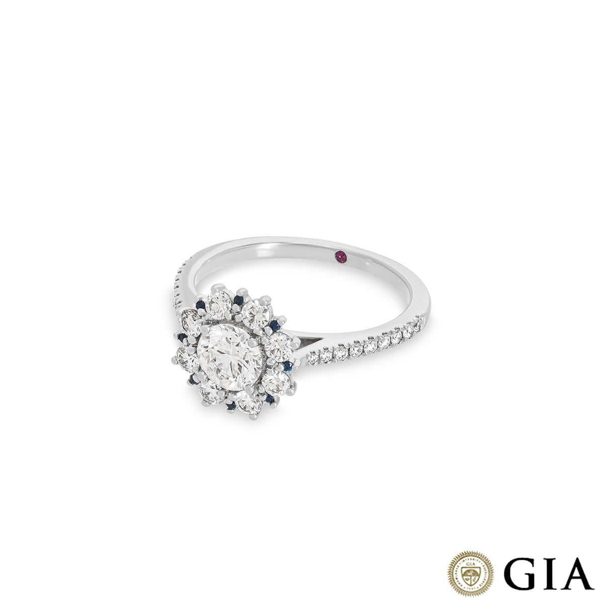 GIA Certified Platinum Round Brilliant Cut Diamond Ring 0.72ct E/VS1 XXX In Excellent Condition In London, GB
