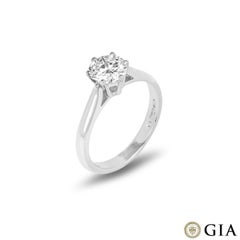 GIA Certified Platinum Round Brilliant Cut Diamond Ring 1.00ct D/IF