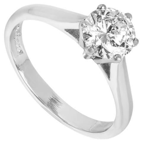 GIA Certified Platinum Round Brilliant Cut Diamond Ring 1.00ct D/IF For Sale