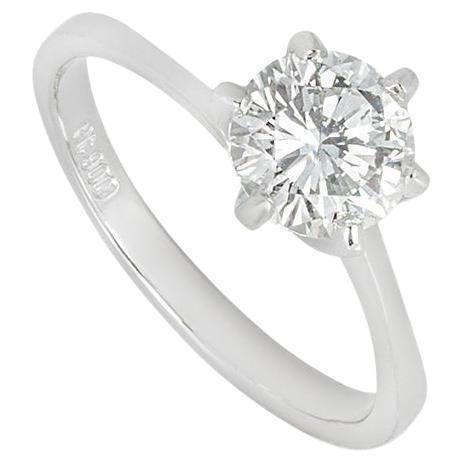 GIA Certified Platinum Round Brilliant Cut Diamond Ring 1.08ct I/SI2 For Sale