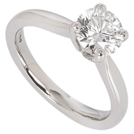 GIA Certified Platinum Round Brilliant Cut Diamond Ring 1.13ct E/VS1 For Sale