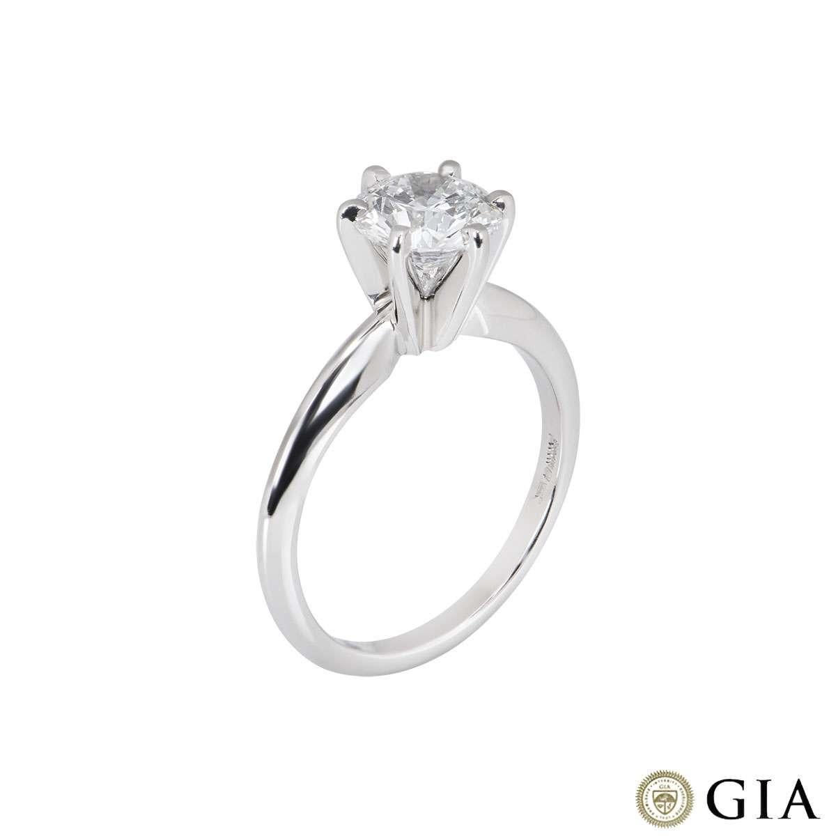 A stunning round brilliant cut diamond ring in platinum. The diamond is set within a classic 6 claw setting and weighs 1.15ct, is D colour and VVS2 in clarity. The diamond scores an excellent rating in all three aspects for cut, polish and symmetry