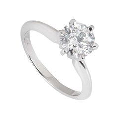 GIA Cert Platinum Round Brilliant Cut Diamond Engagement Ring 1.15 Carat D/VVS2