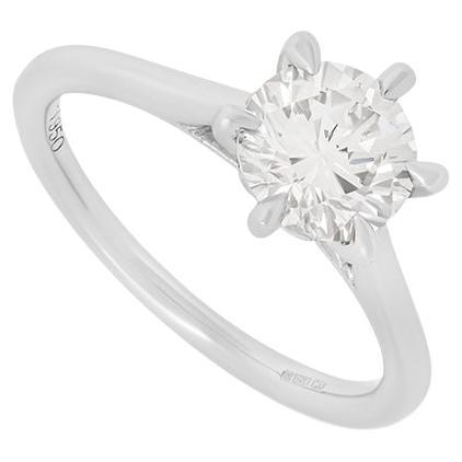 GIA Certified Platinum Round Brilliant Cut Diamond Ring 1.32ct K/SI2 For Sale