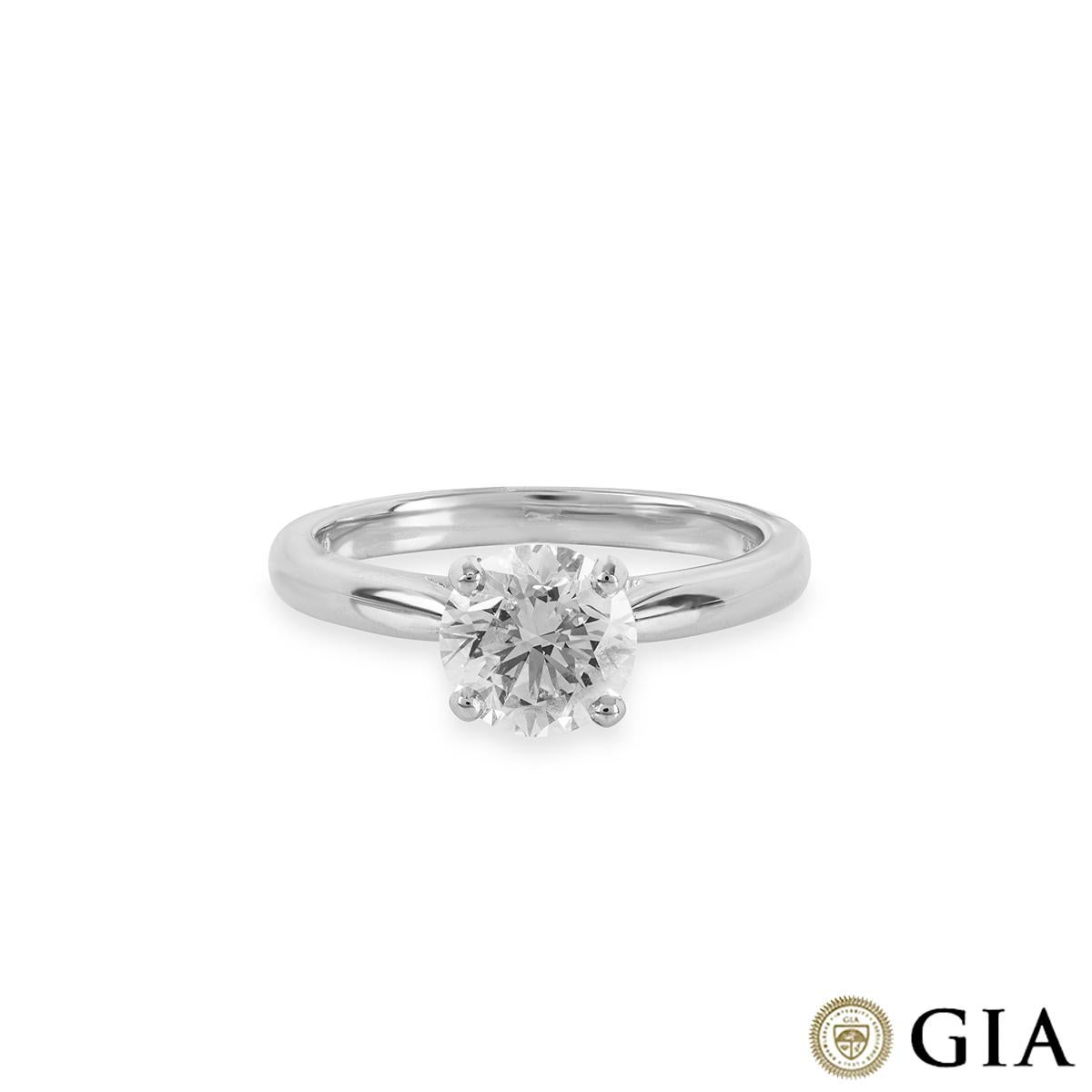 Contemporary GIA Certified Platinum Round Brilliant Cut Diamond Ring 1.77ct E/VS1 For Sale
